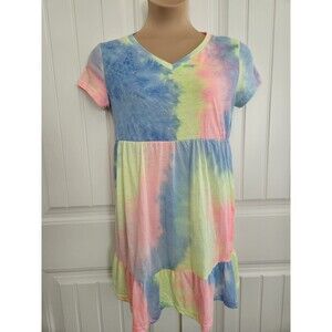 Shein Tie Dye V Neck Skater Dress Size L Brightly Colored
